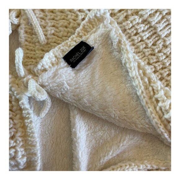 Rachel Zoe 45" Knitted Ivory Christmas Tree Skirt With Faux Fur Lining Boho - Picture 6 of 7